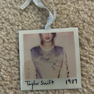 Taylor Swift 1989 Album Cover Metal Holiday Ornament with Silver Ribbon